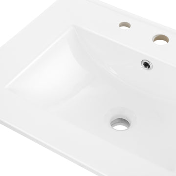 Ancillary 3-Hole 20 in. W x 18.25 in. D Classic Contemporary Rectangular Ceramic Single Sink Basin Vanity Top